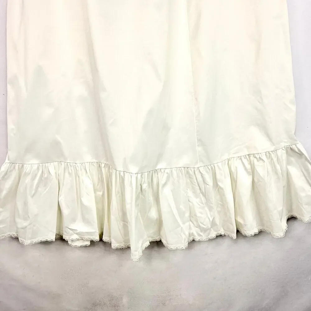 Vintage 70s Opalaire Dupon Antron III Long White Skirt Slip WIth Ruffle Hem M - Picture 4 of 6